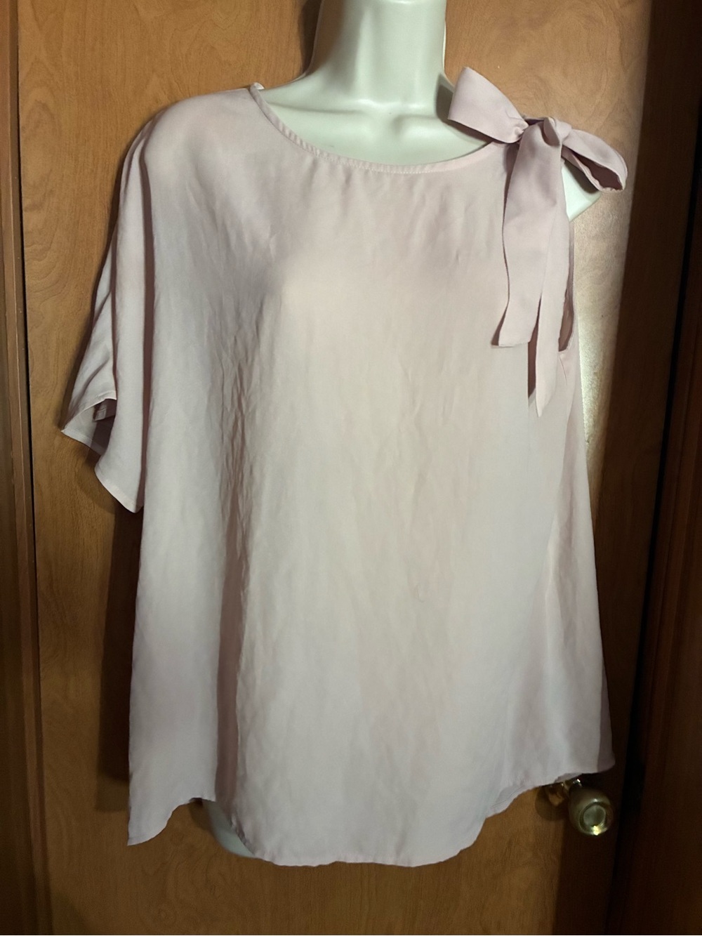Women’s Light Pink Bow Shoulder Blouse